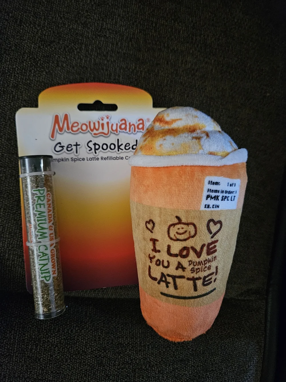 Pumpkin Spice Latte Refillable Catnip Toy - Orange And Fun Sticks